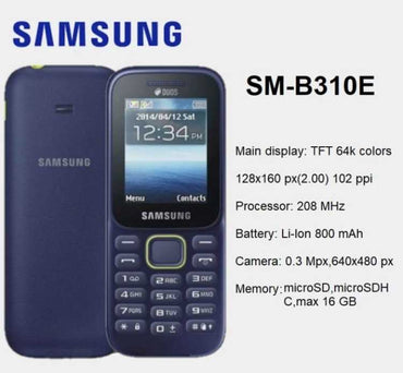 Samsung SM-B310E Mobile Phone B310 Dual SIM Button Feature Phone SD Card FM Radio