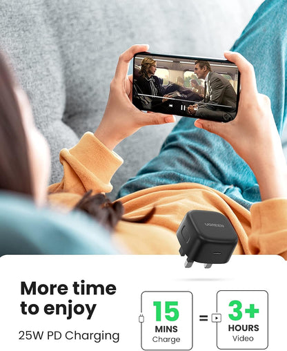 UGREEN 25W USB-C Charger Super Fast PD Charger Plug with 2M USB-C Cable - 50577