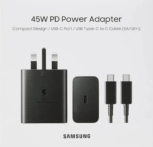 Samsung Original 45W PD Super Fast Charger with 5a Type-C Cable PPS PD 3.0