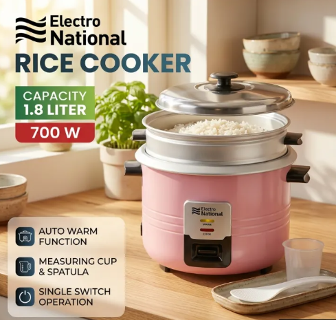 Automatic Electric Rice Cooker 1.8 Liters (1 KG)
