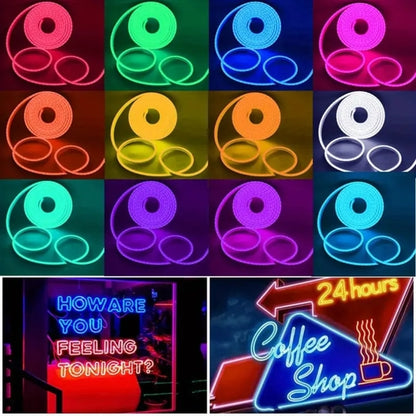 5M Waterproof Neon LED Strip Light 2835 Flexible Rope Light for Ceiling & Outdoor Decor