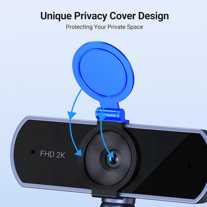 UGREEN 2K Webcam, Full HD 1080P Webcam for PC, Web Camera with Autofocus, Privacy Cover, Dual Noise Cancelling Mics
