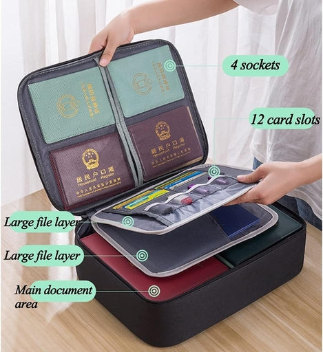 Unisex Large Capacity Document Bag File Holder Certificate Organizer Case Zipper Pouch