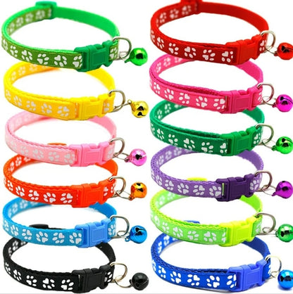Cute Paw Design Cat Collar with Bell and Cat Belt - Adorable Accessory for Your Feline Friend