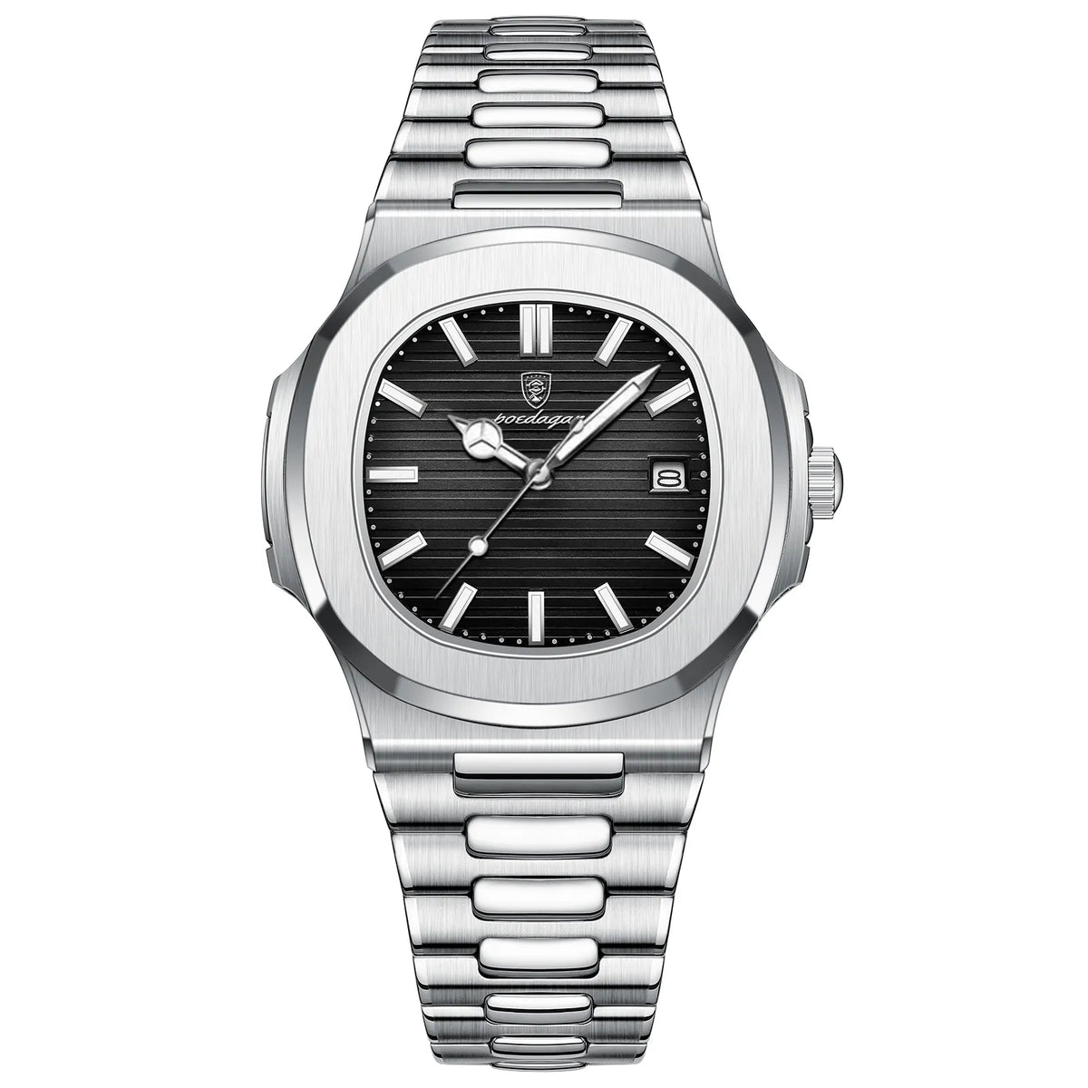 BAISHENG Luxury Watch for Men Waterproof Square Quartz Wrist Watch Luminous Stainless Steel
