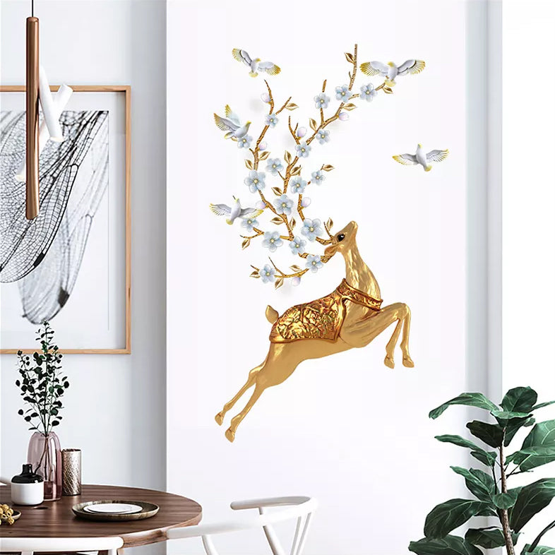 Buy More Gold Deer with Wall decoration stickers room wallpaper bedroom nursery kids room Home decoration Wall Stickers