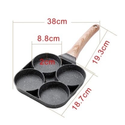 Kitchen Omelet Pan,4 Hole Pan,Long Handle