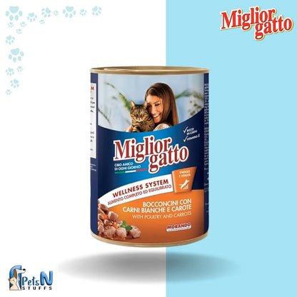 Miglior Gatto Chunk with Poultry and Carrots Cat Wet Food