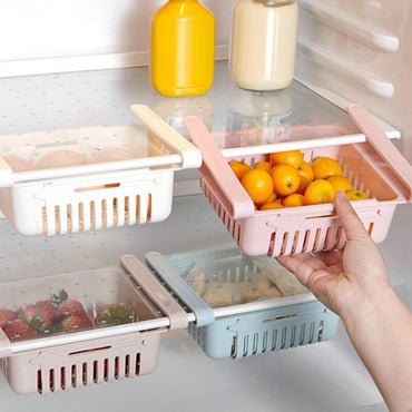Adjustable Refrigerator Shelf Organizer, Pull-Out Storage Drawer for Vegetables, Fruits, and Food