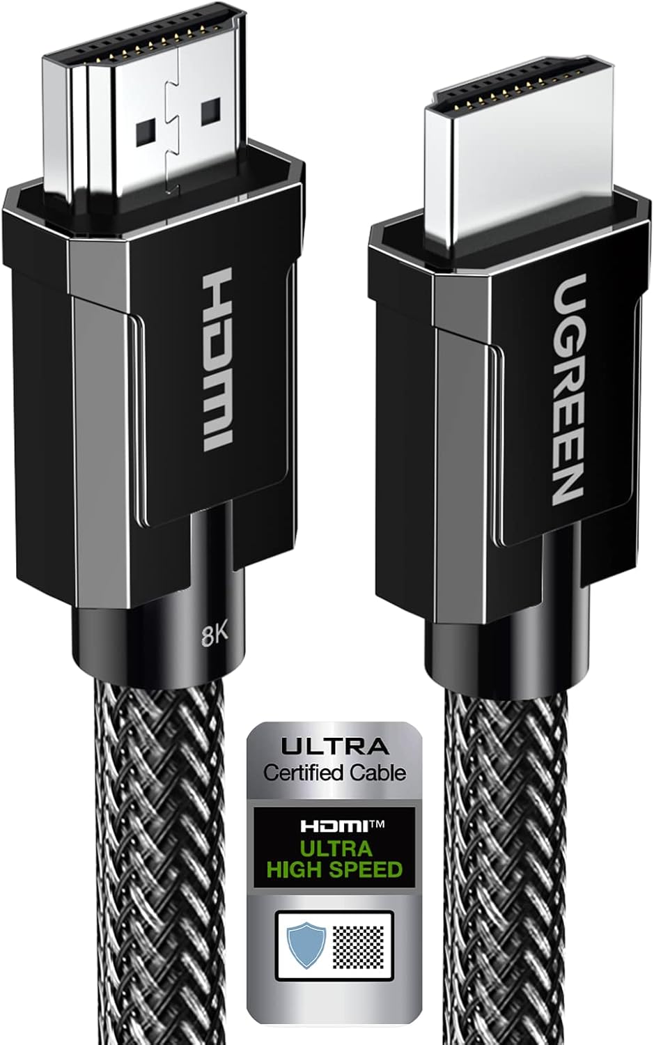 UGREEN 8K HDMI 2.1 Cable Certified 6.6FT, 10K Ultra High Speed HDMI Cord 4K 240Hz 48Gbps HDCP 2.2&2.3 eARC HDR Dolby Compatib