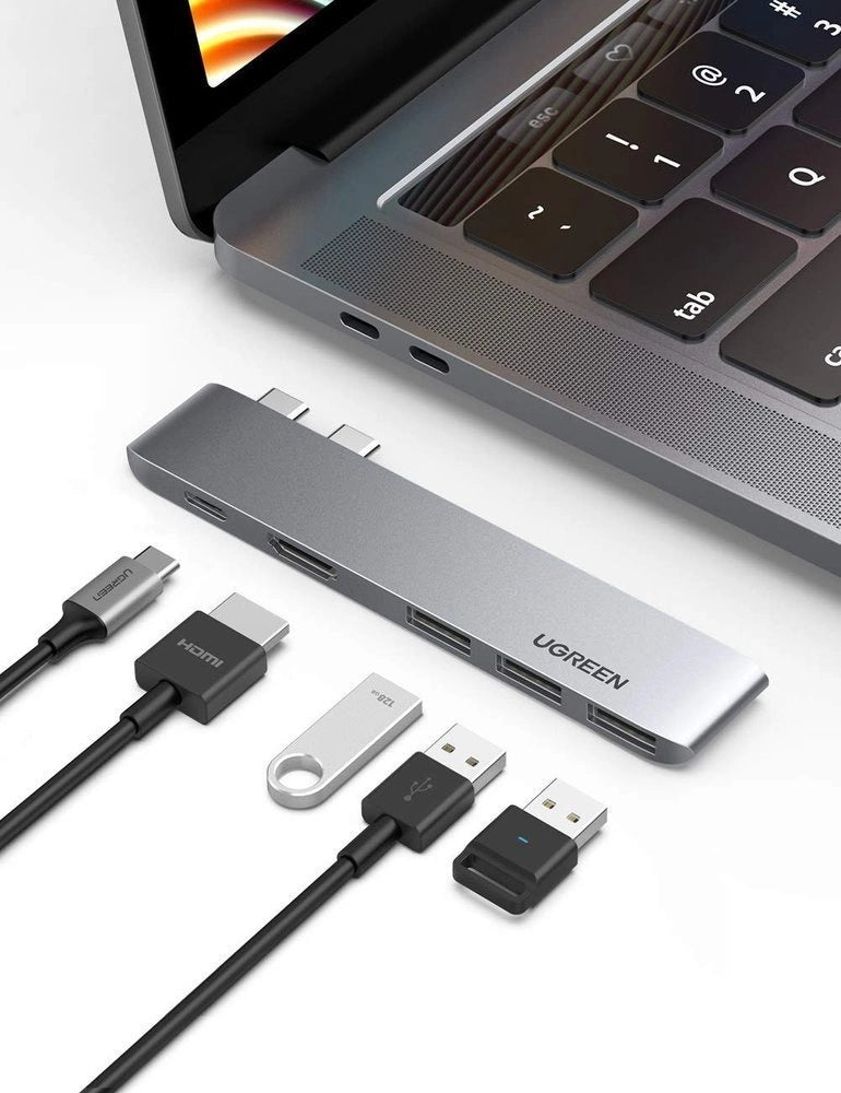 Ugreen USB-C HUB 60559 2x USB-C / USB-C PD (Thunderbolt 3, 100W, 4K 60 Hz, 10 Gbps) / HDMI 4K 30 Hz / 3x USB 3.0 for MacBook 