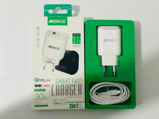 Chargerfest Single Port 3 Amp Modem Cat MTC-002 with Micro Cable