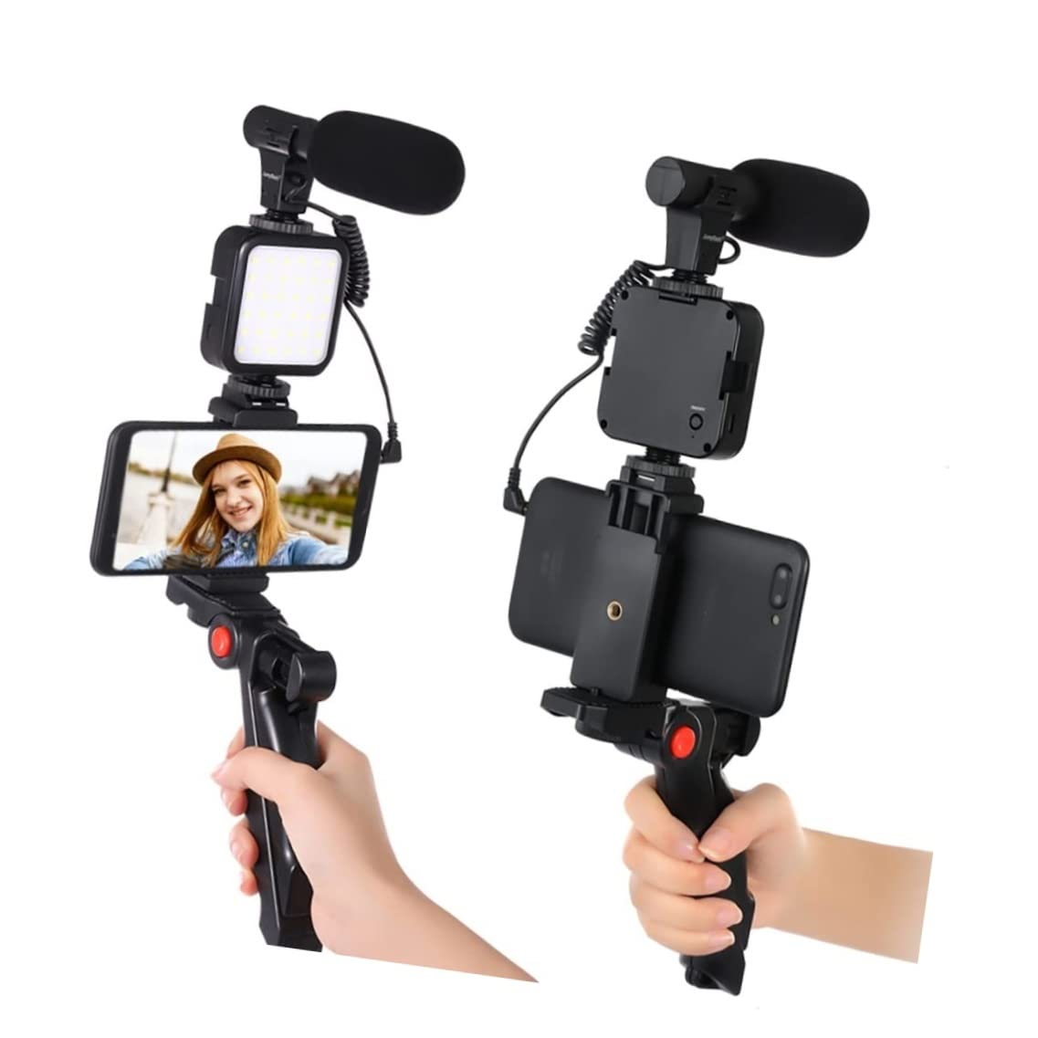 Tripod Video Making Vlog Kit - Tripod, Microphone and Light for Live Broadcast Online Meeting AY- 49 Studio kit Smartphone & Camera Vlogging Kit Video Shooting Photography Suit with Microphone LED Fill Light Mini Tripod Mobile Phone Vlog Selfie stick