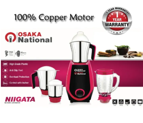 Indian Mixer Grinder 750 Watts 3 Pcs Stainless Steel Jars & 1 Plastic Juicer Jar