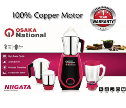 Indian Mixer Grinder 750 Watts 3 Pcs Stainless Steel Jars & 1 Plastic Juicer Jar