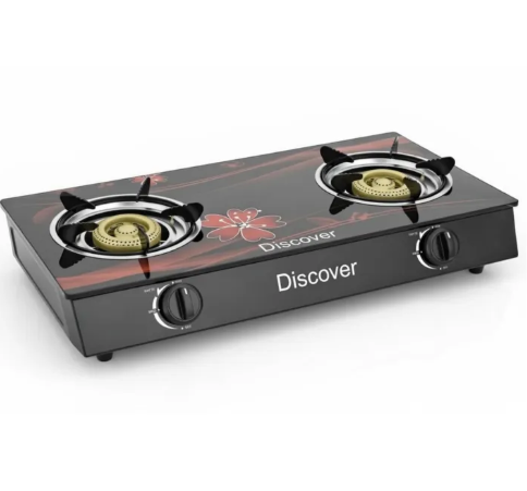 High Grade Glass Top Double Gas Cooker Cosmo Burner