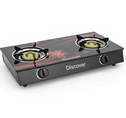 High Grade Glass Top Double Gas Cooker Cosmo Burner