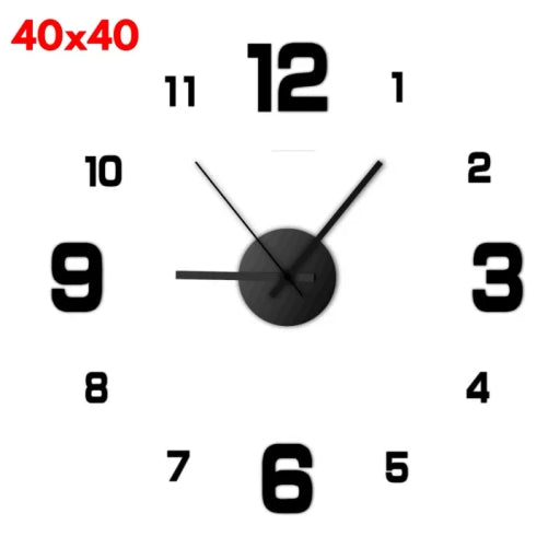 Frameless DIY Wall Clock & Decal – Silent Wall Decor, 40×40 / 50×50 / 40×120 Cm