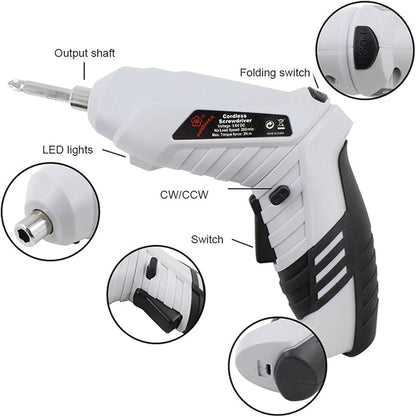 YESIDO EC34 Multifunctional Electric Screwdriver Set Rechargeable Electric Screwdriver Kit, Dual Position Handle with USB Cable, LED Light for Home Office, DIY Tools
