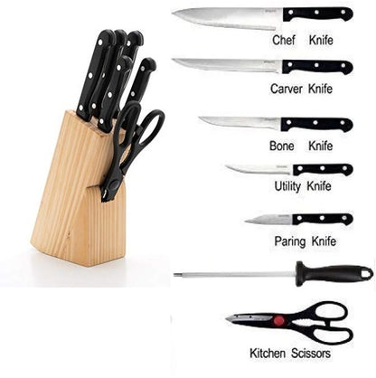 8 Pcs Set-Kitchen Knife Set with Wooden Knife Holder