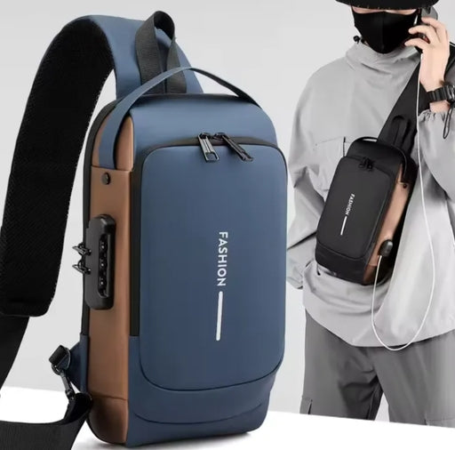 Luxury Waterproof Anti-Theft Crossbody Bag for Men with USB Charging Port, Travel Sling Chest Should