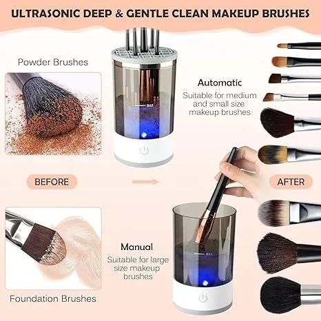 Electric Makeup Brush Cleaning Machine, Automatic Brush Washer & Dryer for All Brush Sizes