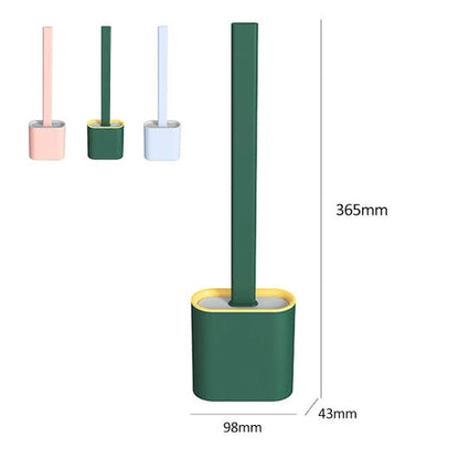 Silicone Toilet Brush Toilet Cleaner Brush with Holder,Floor-Standing and Wall-Mounted Without Drill