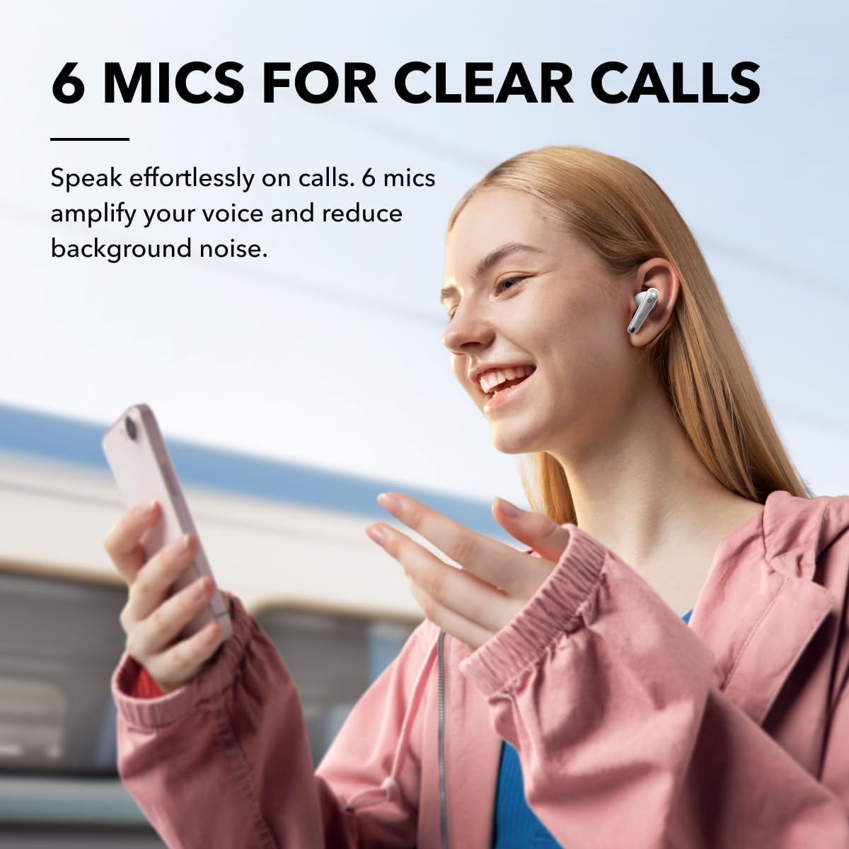 Soundcore by Anker Liberty 4 NC Wireless Earbuds, 98.5% Noise Reduction, Adaptive Noise Cancelling to Ears and Environment, Hi-Res Sound, 50H Battery, Wireless Charging, Bluetooth 5.3