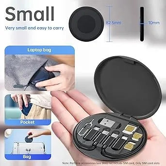 60W PD Multi-Function Cable Card USB Adapter Kit with SIM Eject Tool - Black