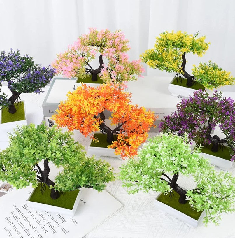 Artificial Plants Bonsai Small Tree Pot Plant Flowers Potted Ornaments for Home Room Table