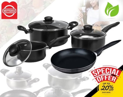 Mitshu 7-Piece Non-Stick Cookware Set – Durable & Scratch-Resistant Kitchen Essentials