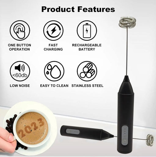 Milk Frother Hand Mixer 3 SPEED USB Speed Adjustable Milk Frother Rechargeable