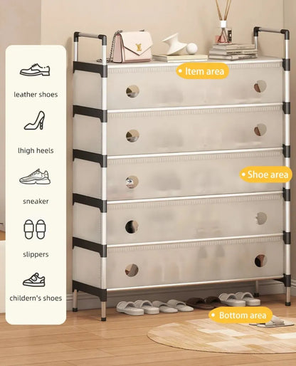 Multi-Tier Metal Shoe Storage Rack with Dustproof Cover | 4 to 7 Layer Cabinet Organizer for Entrywa