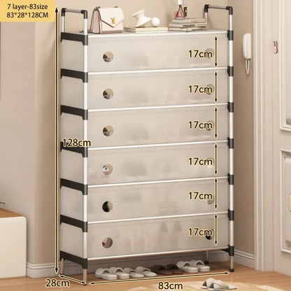 Multi-Tier Metal Shoe Storage Rack with Dustproof Cover | 4 to 7 Layer Cabinet Organizer for Entrywa