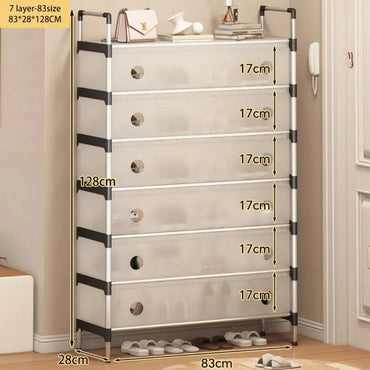 Multi-Tier Metal Shoe Storage Rack with Dustproof Cover | 4 to 7 Layer Cabinet Organizer for Entrywa