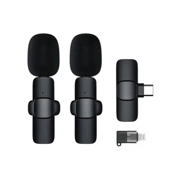 K9 Dual Bluetooth Wireless Lavalier Microphone with Noise Reduction for IPhone & Type-C Phones
