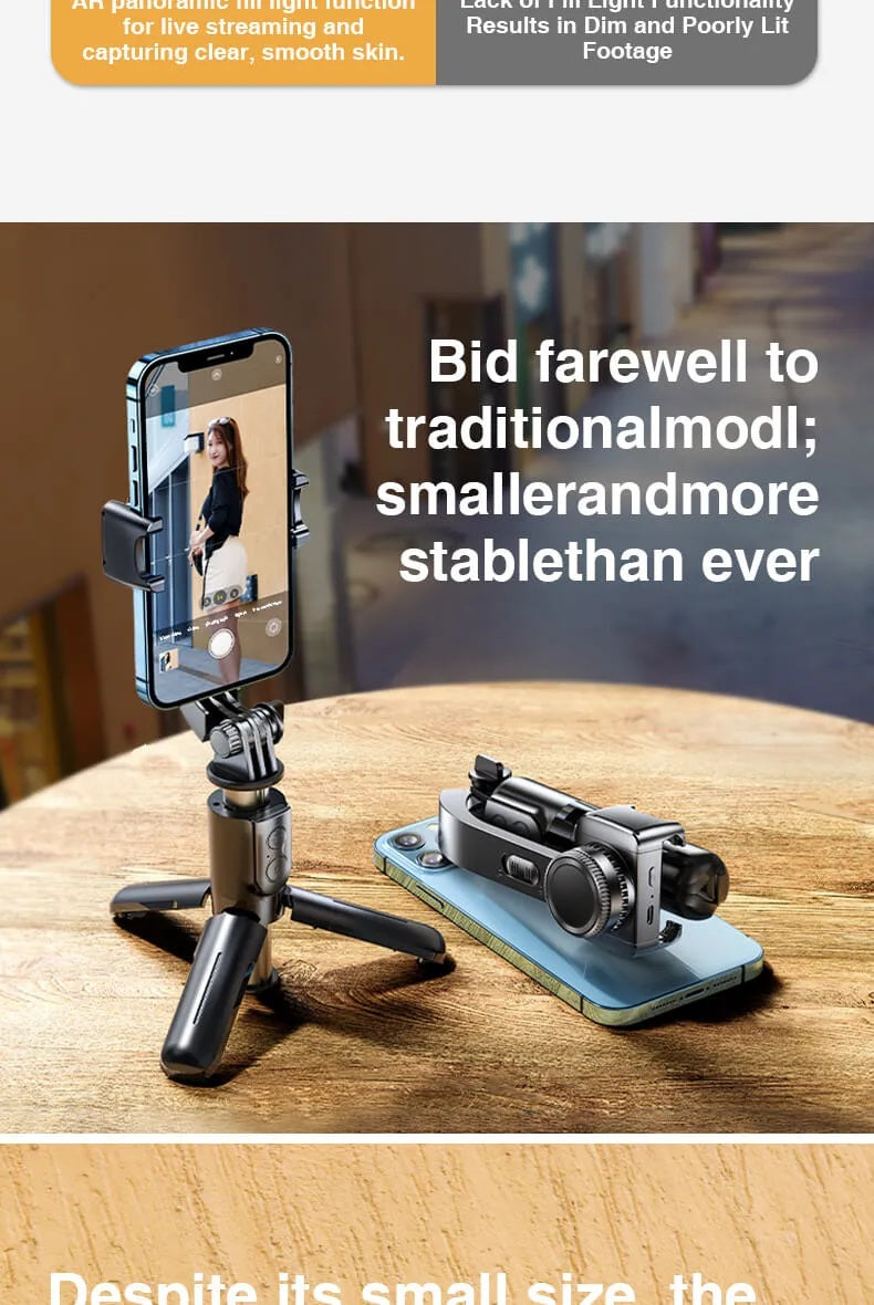 Rtako L08 Mini Anti-shake Electric Gimbal Stabilizer - Ultra-Compact Design: Lightweight and easy to carry, making it ideal f