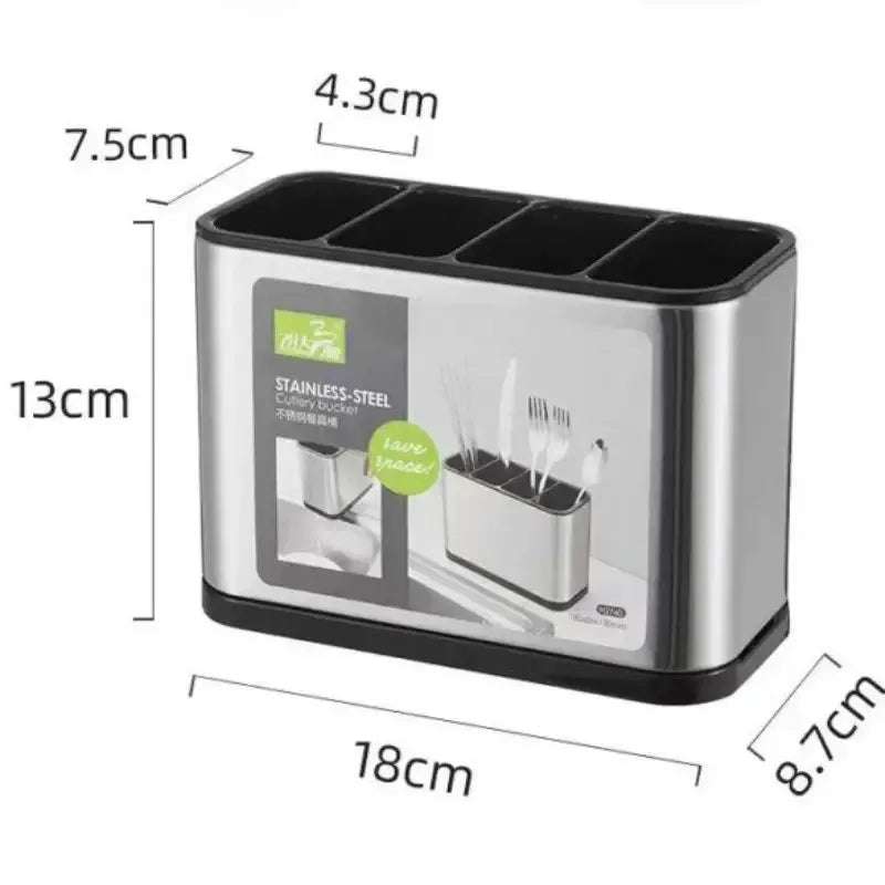 Stainless Steel Cutlery & Utensil Holder | Multi-Purpose Spoon, Fork & Knife Organizer
