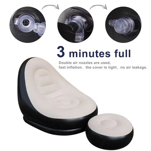 Comfortable Inflatable Sofa Set with Footrest 2PCS Air Lounge Chairs for Home Travel and Camping