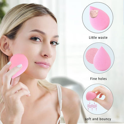 03 Pieces Makeup Sponges 3 Pack for Sensitive Skin | Wet & Dry Beauty Blender for Foundation, Cream, Powder Blenders Beauty Sponges Egg Shaped Blending Sponge Foundation Applicator Cosmetic Sponges
