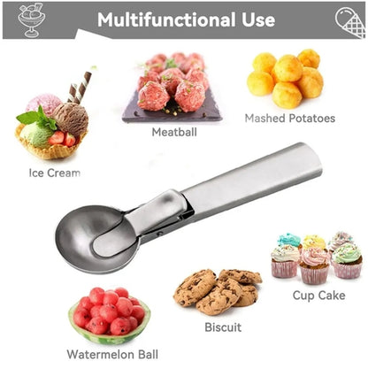 Premium Stainless Steel Ice Cream Scoop with Trigger – Easy-Release Scoop for Ice Cream