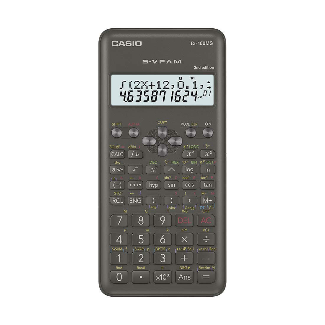 CASIO FX-100MS 2nd Gen Non-Programmable Scientific Calculator, 300 Functions and 2-line Display