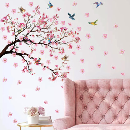 Pink Leafs Rose Black Forest Flower Border Wall Decoration Sticker TV Frame Sticker Kitchen Living Room Decoration Star Room Deco wall stickers Stars Tree Wedding nursery decorative