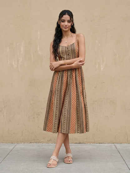 Ethnic Motifs Print a-Line Midi Dress