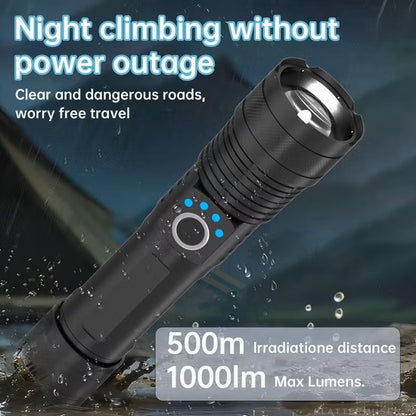 Aspor A761 LED Outdoor Strong Light Flashlight Waterproof Aluminum Alloy Rechargeable Torch