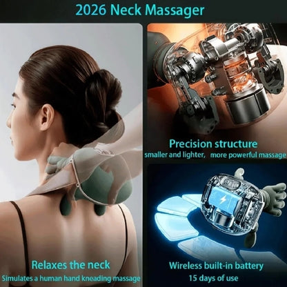 Bionic Heated Shiatsu Neck & Shoulder Massager, 4D Kneading Deep Tissue Relief SMT