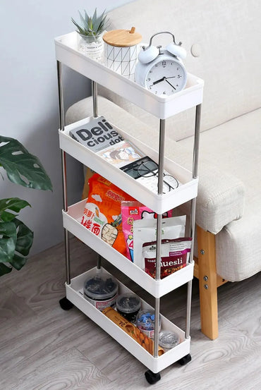 Tower Rack Slide Out Storage Rolling Utility Cart Mobile Shelving Unit Organizer