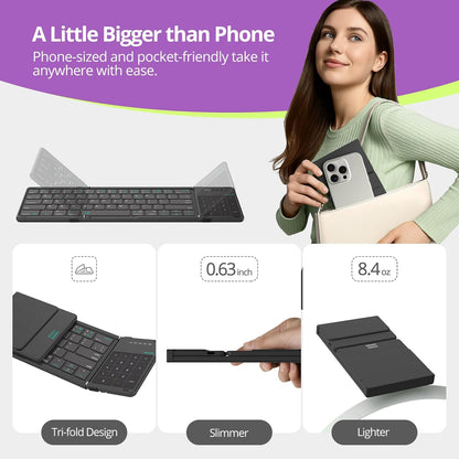 Nillkin Cube Pocket Foldable Keyboard with TrackPad & Wireless Bluetooth, Portable Travel Keyboard