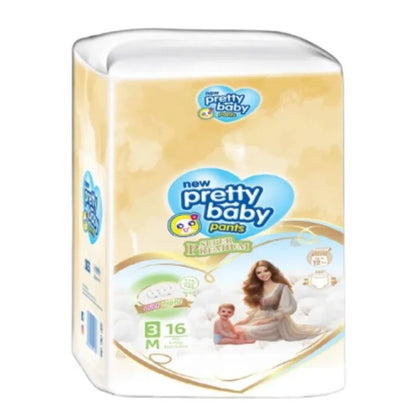 Pretty Baby Pants Diapers | Over Night 12 Hour | Medium 16 Pcs