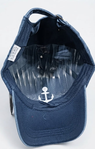 Cotton China Washcap Embroding Cap Dark Blue